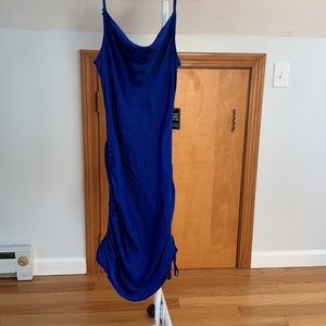 Express Cowl Neck Bodycon Dress - NWT, satin blue. Size small